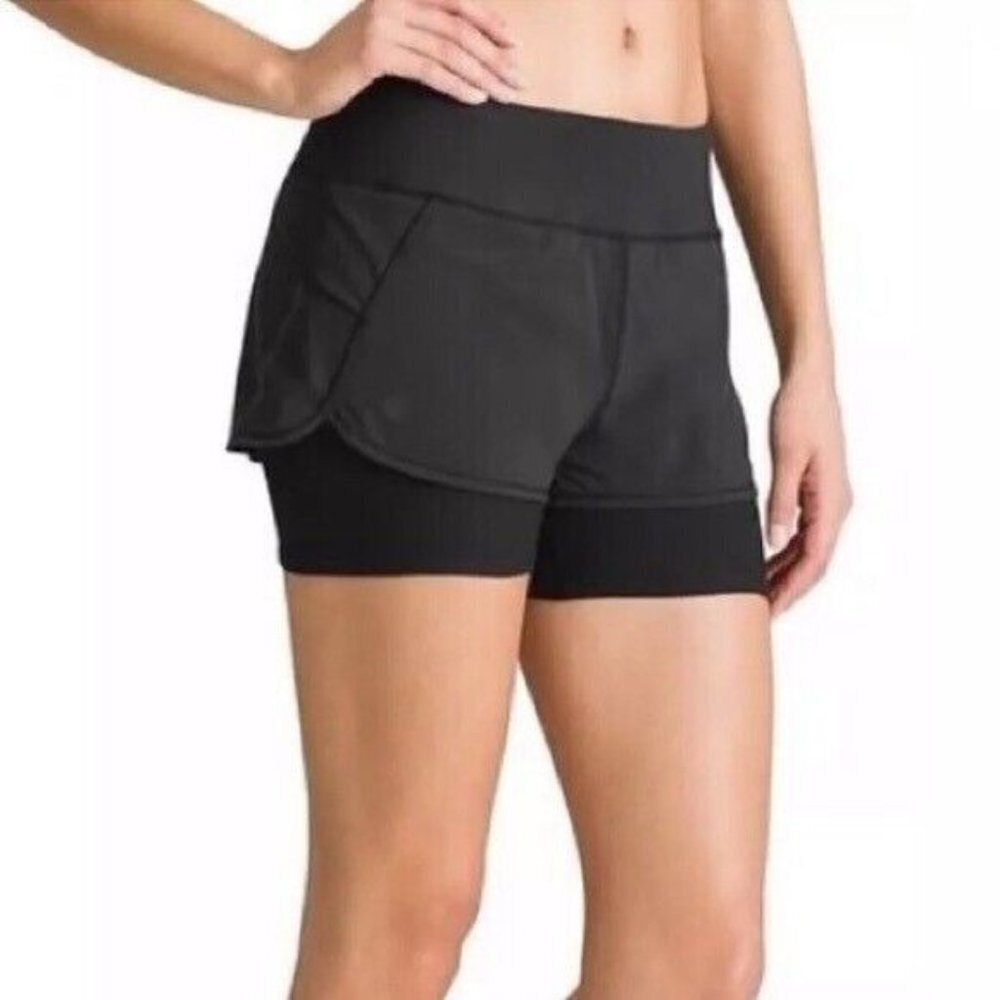 Athleta Black Pulse Shorty Running Shorts Stretch Womens Size XXS